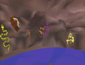  Cave world, with occupied Spiderr, Voiceholders, and inactive Snake and Fish.